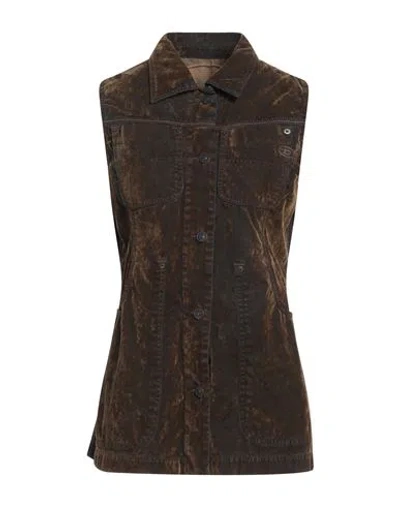 Diesel Woman Vest Brown Size L Cotton, Viscose