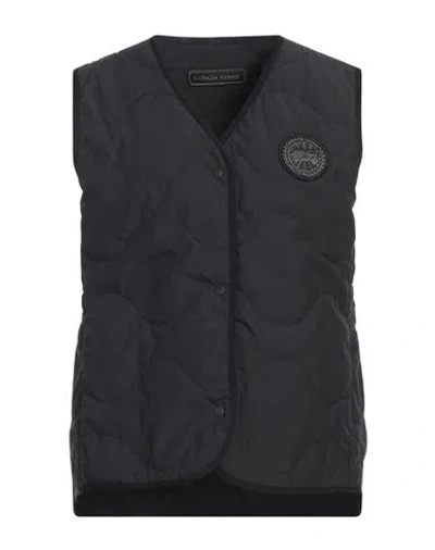 Canada Goose Woman Vest Black Size M Cotton, Polyamide