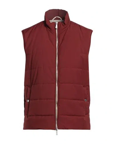 Eleventy Man Vest Brick Size 46 Wool, Polyamide In Burgundy