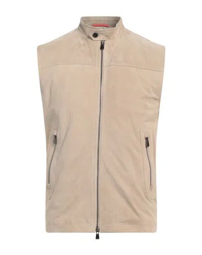 Isaia Man Vest Beige Size 48 Lambskin In Neutral