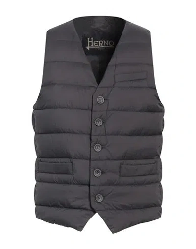 Herno Legend Man Vest Charcoal Size 42 Polyamide, Polyurethane Coated, Polyester In Gray