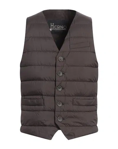 Herno Legend Man Vest Dark Brown Size 42 Polyamide, Polyurethane Coated, Polyester In Brown