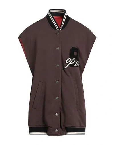 8pm Woman Vest Dark Brown Size S Cotton, Polyester