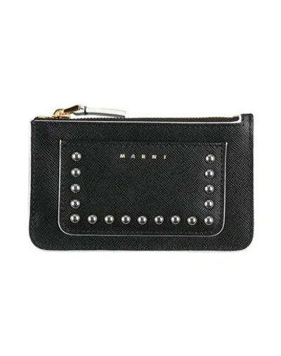 Marni Woman Cardholder Black Size - Cow Leather, Brass, Zinc, Aluminum, Copper