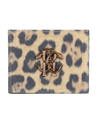 Roberto Cavalli Woman Cardholder Beige Size - Leather