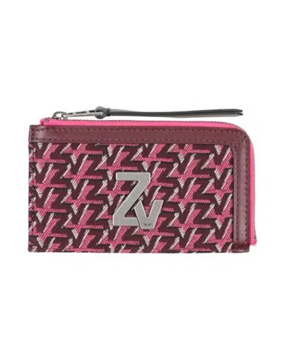Zadig & Voltaire Woman Cardholder Fuchsia Size - Cowhide, Polyester