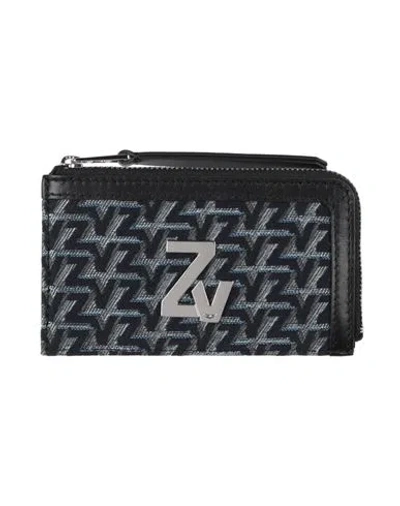 Zadig & Voltaire Woman Cardholder Navy Size - Leather, Textile Fibers