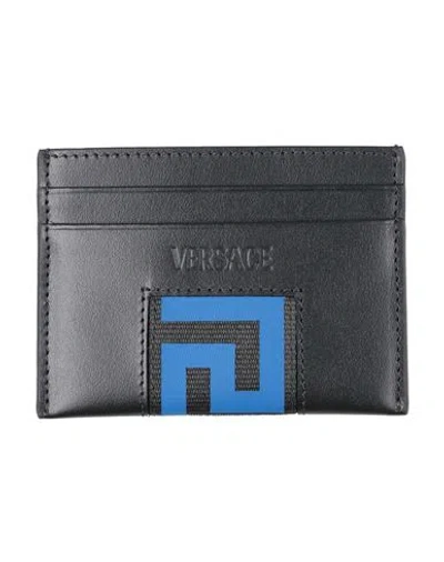 Versace Man Cardholder Black Size - Calfskin, Textile Fibers