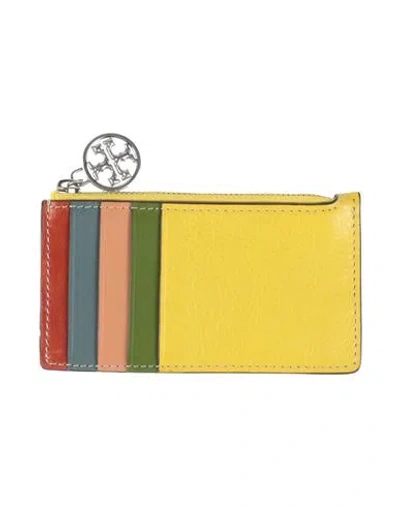 Tory Burch Woman Cardholder Yellow Size - Calfskin