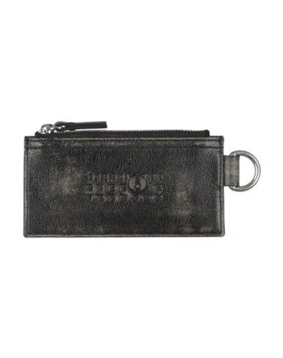 Mm6 Maison Margiela Woman Cardholder Black Size - Cow Leather, Brass