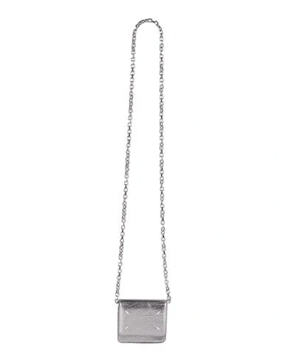 Maison Margiela Woman Crossbody Wallet Silver Size - Cow Leather