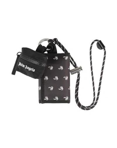 Palm Angels Man Crossbody Wallet Black Size - Polyester, Calfskin