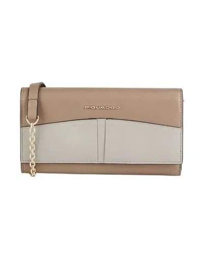Piquadro Woman Crossbody Wallet Beige Size - Leather