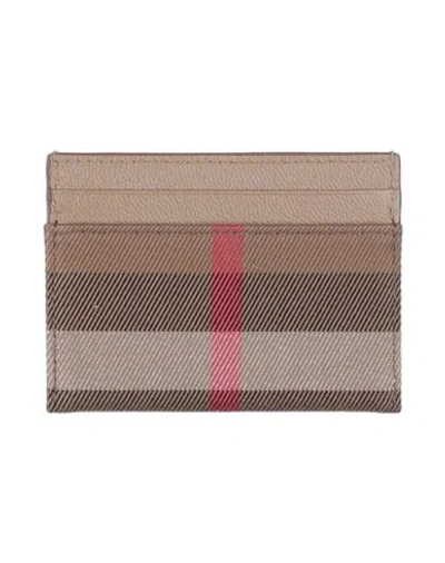 Burberry Woman Cardholder Beige Size - Organic Cotton, Calfskin