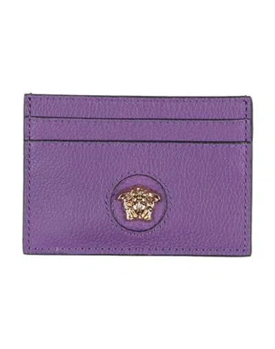 Versace Woman Cardholder Purple Size - Calfskin