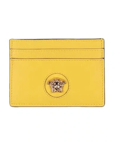 Versace Woman Cardholder Yellow Size - Calfskin
