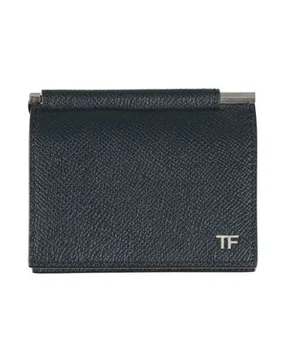 Tom Ford Man Cardholder Midnight Blue Size - Calfskin, Ecobrass