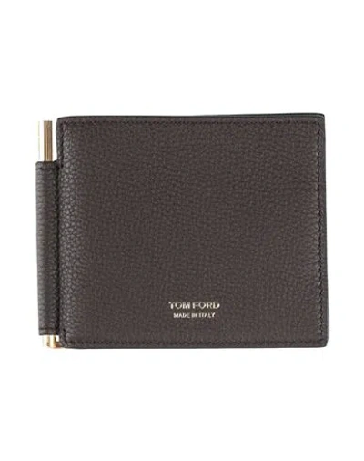 Tom Ford Man Cardholder Chocolate Brown Size - Calfskin, Ecobrass