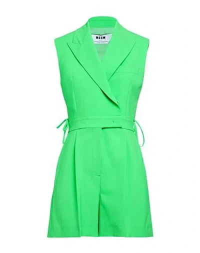 Msgm Woman Playsuit Lime Green Size 4 Virgin Wool, Elastane