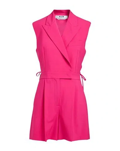 Msgm Woman Playsuit Fuchsia Size 6 Virgin Wool, Elastane