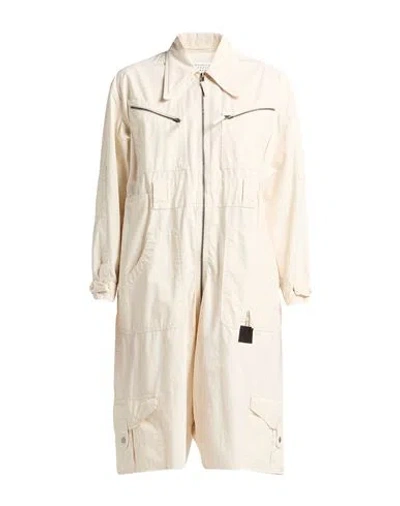 Maison Margiela Woman Playsuit Ivory Size 4 Cotton, Cow Leather