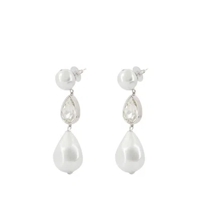 Self-portrait Pearl Crystal Droplet Earrings - Others - White