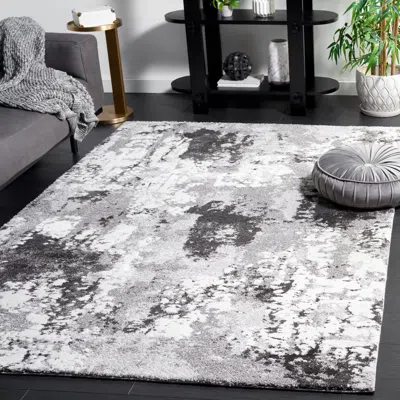 Safavieh Century Machine Made Area Rug, Grey / Ivory Contemporary Style Easy Care In Gray