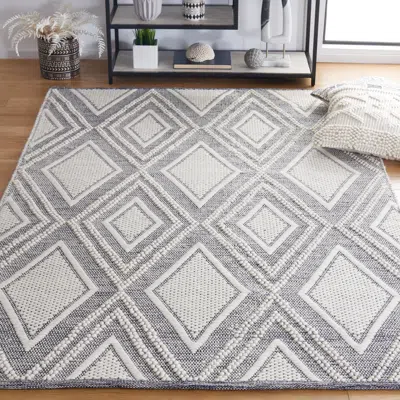 Safavieh Vermont Hand Made Area Rug, Ivory / Navy Contemporary Style In Gray