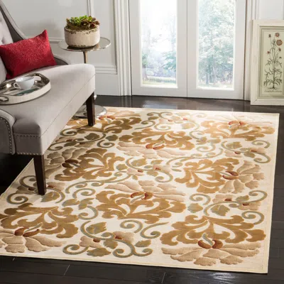Safavieh Martha Stewart Machine Made Area Rug, Creme Transitional Style Easy Care In Brown