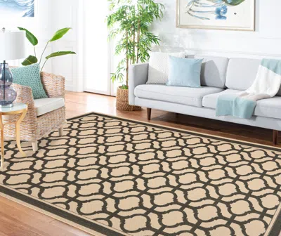 Safavieh Martha Stewart Machine Made Area Rug, Creme / Black Contemporary Style Easy Care In Neutral