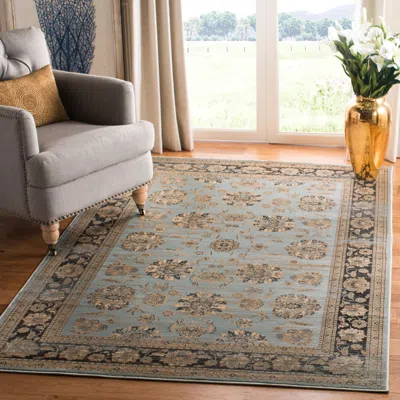 Safavieh Vintage Machine Made Area Rug, Light Blue / Brown Traditional Style Easy Care In Green