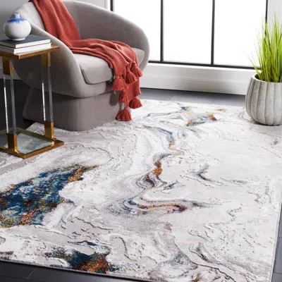 Safavieh Amelia Machine Made Area Rug, Grey / Blue Gold Contemporary Style Easy Care In Multi