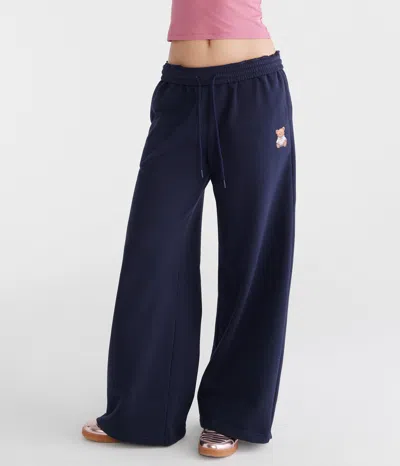 Aéropostale Teddy Bear Mid-rise Wide Leg Sweatpants In Blue