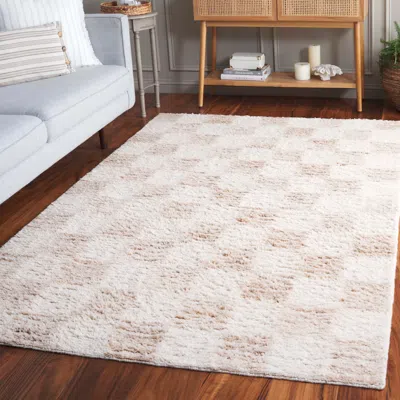 Safavieh Vermont Hand Made Area Rug, Beige / Ivory Shag Flokati Style In Pink