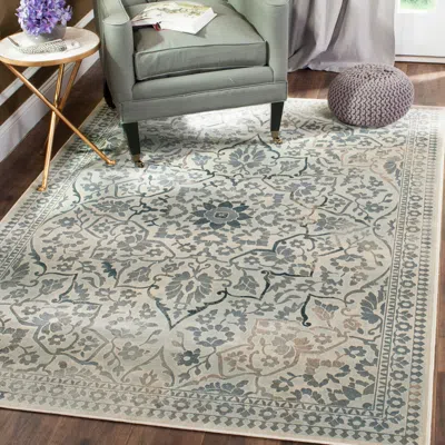 Safavieh Vintage Machine Made Area Rug, Cream / Light Blue Traditional Style In Green