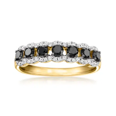 Ross-simons Black And White Diamond Ring In 18kt Gold Over Sterling