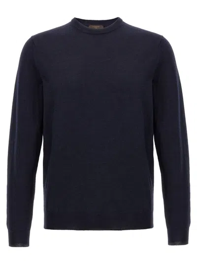 Zanone Crew Neck Wool Sweater With Ribbed Cuffs