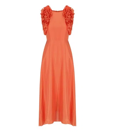 Essentiel Antwerp Hexico Coral Midi Dress In Orange