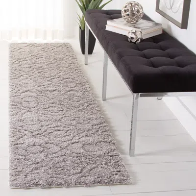 Safavieh Memphis Shag Machine Made Area Rug, Grey / Cream Shag Flokati Style Easy Care In Gray