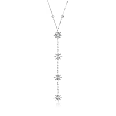 Ross-simons Lab-grown Diamond Star Y-necklace In Sterling Silver