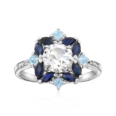 Ross-simons White And Blue Topaz And . Sapphire Ring In Sterling Silver