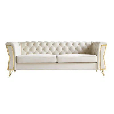 Streamdale Furniture Streamdale Modern Tufted Velvet Sofa 87.4 Inch For Living Room Color