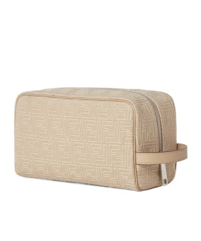 Fendi Ff Toiletry Case Medium In Neutral