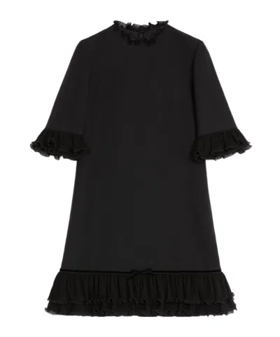 Valentino Crepe Couture Short Dress In Black