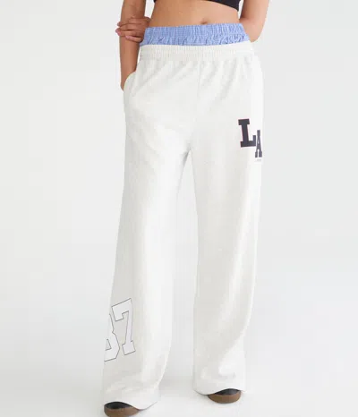 Aéropostale California Mid-rise Wide Leg Sweatpants In White