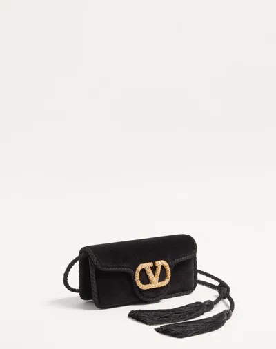 Valentino Garavani Locò Velvet Clutch With Jewel Logo