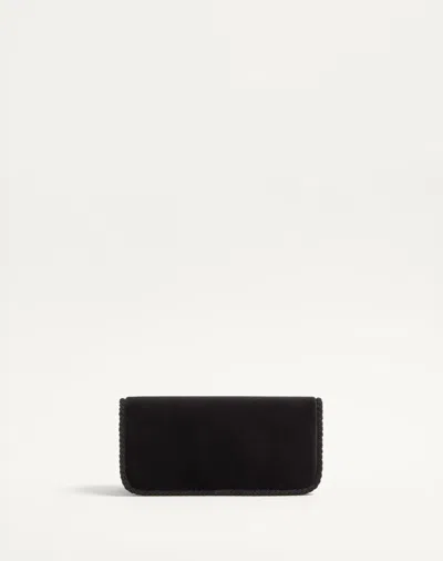 Valentino Garavani Locò Velvet Clutch With Jewel Logo