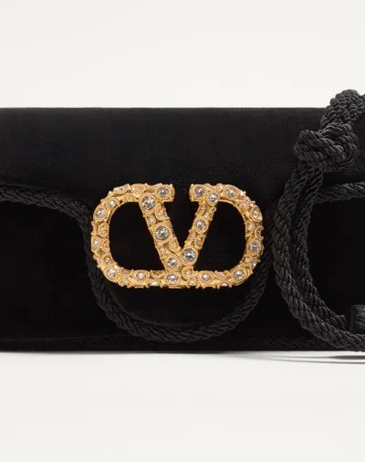 Valentino Garavani Locò Velvet Clutch With Jewel Logo