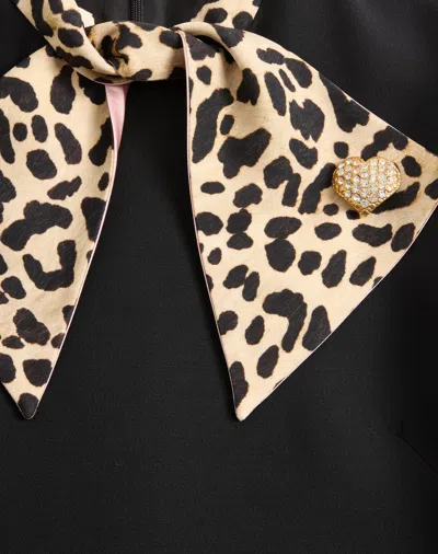 Valentino Wool-silk Leopard-tie Mini Dress In Black