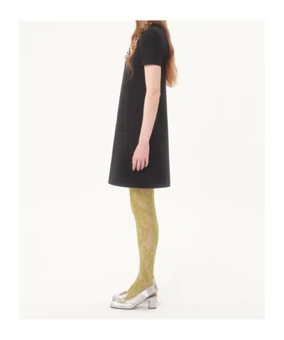 Valentino Wool-silk Leopard-tie Mini Dress In Black